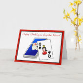 Joyeuse carte de pont d'anniversaire jouant cartes (Fleur jaune)