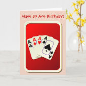 Joyeuse carte de pont d'anniversaire jouant cartes (Fleur jaune)