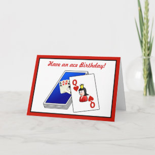 Joyeuse carte de pont d'anniversaire jouant cartes