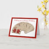 Joyeuse carte de pont d'anniversaire jouant cartes (Fleur jaune)