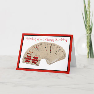 Joyeuse carte de pont d'anniversaire jouant cartes