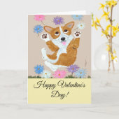 Joyeuse carte de Saint-Valentin pour chien Corgi (Fleur jaune)