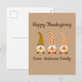 Joyeuse carte de Thanksgiving drôle avec des gnome (Devant / Derrière)