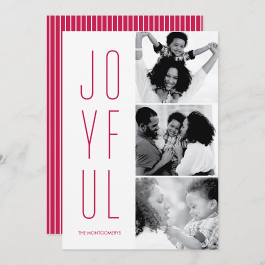 Joyeuse Carte de vacances moderne multi-photo (Devant / Derrière)
