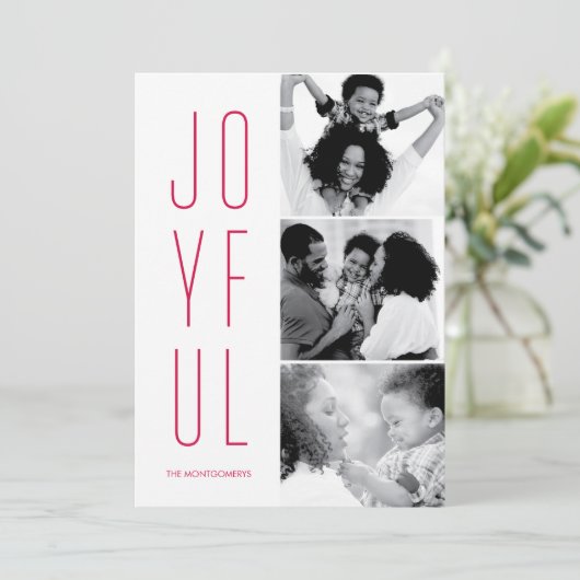 Joyeuse Carte de vacances moderne multi-photo (Debout devant)