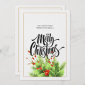 Joyeuse carte de vacances Noël Holly (Devant / Derrière)