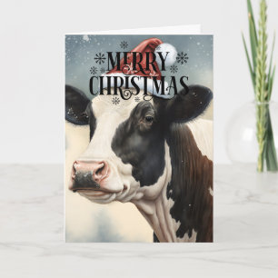 Joyeuse carte de vache noire de Noël