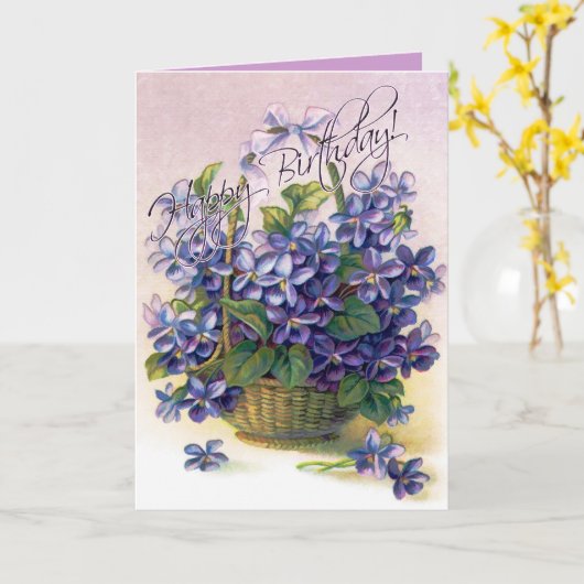 Joyeuse carte de violets anniversaire (Fleur jaune)