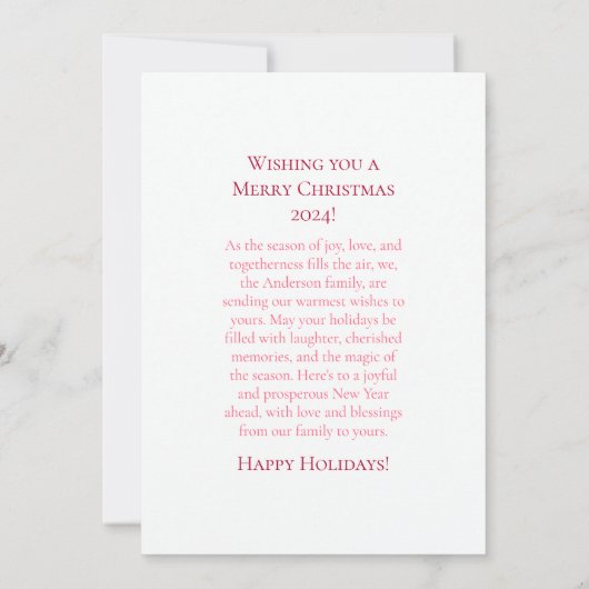 Joyeuse carte de voeux de Noël (Dos)