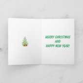 Joyeuse carte de voeux de Noël avec arbre et cadea (Intérieur)