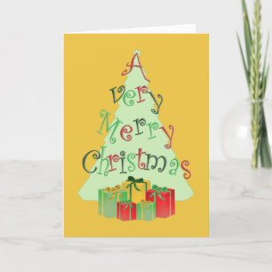 Joyeuse carte de voeux de Noël avec arbre et cadea