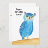 Joyeuse carte de voeux pour la chouette d'annivers (Devant / Derrière)