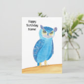 Joyeuse carte de voeux pour la chouette d'annivers (Debout devant)