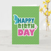 Joyeuse carte de voeux verte/rose papillon d'anniv (Fleur jaune)