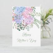 joyeuse carte d'hydrangée violette et rose (Debout devant)