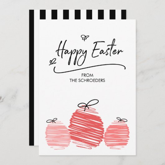 Joyeuse carte Doodle Oeuf de Pâques (Devant / Derrière)