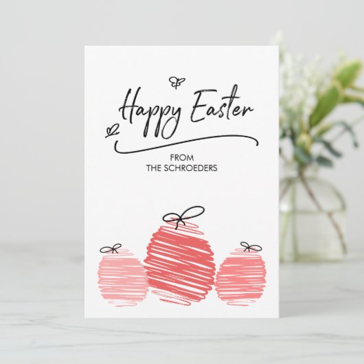 Joyeuse carte Doodle Oeuf de Pâques (Debout devant)