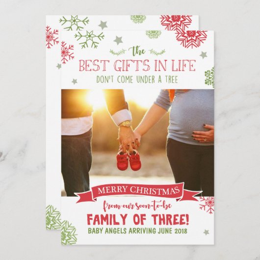 Joyeuse carte faire-part de grossesse de Noël (Devant / Derrière)