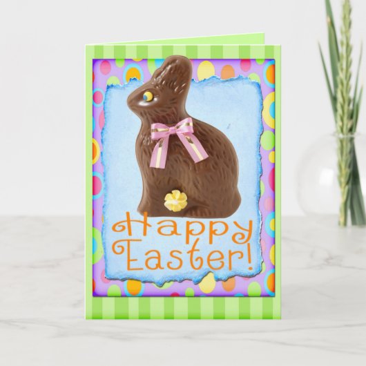 Joyeuse carte festive de lapin au chocolat de Pâqu (Devant)