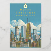 Joyeuse carte Foil Christmas Chicago Skyline Holid (Recto)