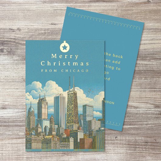Joyeuse carte Foil Christmas Chicago Skyline Holid