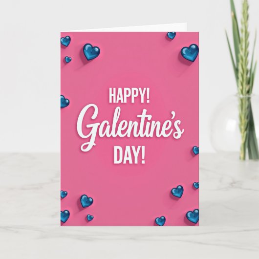 Joyeuse carte Galentines Day coeurs bleus (Devant)