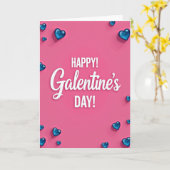 Joyeuse carte Galentines Day coeurs bleus (Fleur jaune)