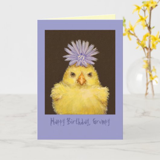 Joyeuse carte Grumpy Birthday (Fleur jaune)