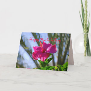 Joyeuse carte hibiscus rose chaud pour la fête des