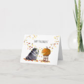 Joyeuse carte jack-o-lanterne carlin noir Hallowee (Devant)