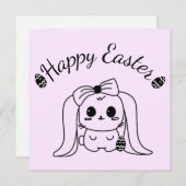 Joyeuse carte lapin moderne gothique de Pâques vie (Devant / Derrière)