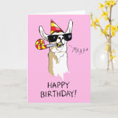 Joyeuse carte Llama Party d'anniversaire avec lune (Fleur jaune)
