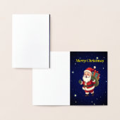 Joyeuse carte Père Noël Foil (Affichage)