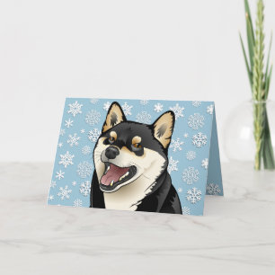 Joyeuse carte personnalisable de Shiba Inu de noir