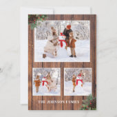 Joyeuse carte photo en bois de couronne de Noël (Devant)