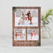 Joyeuse carte photo en bois de couronne de Noël (Debout devant)