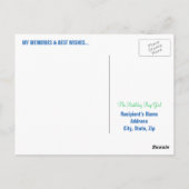 Joyeuse carte postale 70e anniversaire - en bleu (Dos)