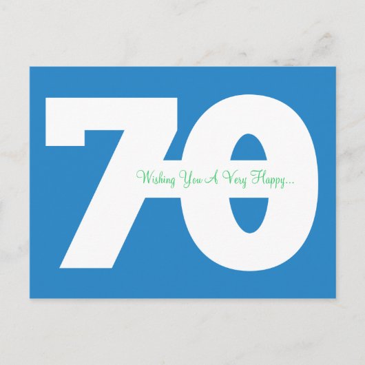 Joyeuse carte postale 70e anniversaire - en bleu (Devant)