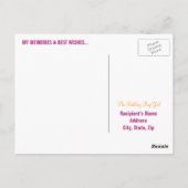 Joyeuse carte postale 70e anniversaire - Magenta (Dos)