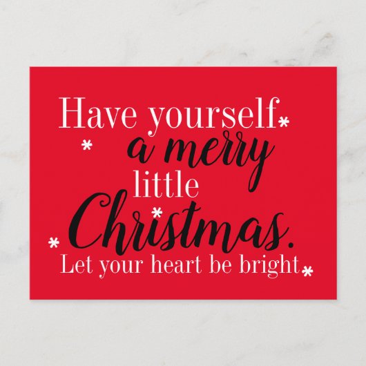 Joyeuse carte postale de Noël Rouge, Noir et Blanc (Devant)