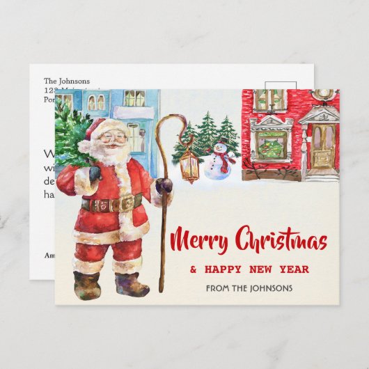 Joyeuse carte postale Joyeuses Fêtes de Noël (Devant / Derrière)