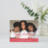 Joyeuse carte postale photo rose mignonne d'annive (Debout devant)