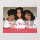 Joyeuse carte postale photo rose mignonne d'annive (Devant)