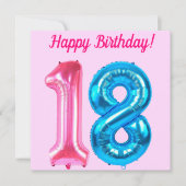 Joyeuse carte rose 18e anniversaire (Devant)
