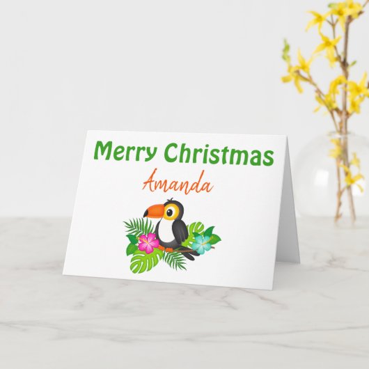Joyeuse carte Toucan Noël (Fleur jaune)