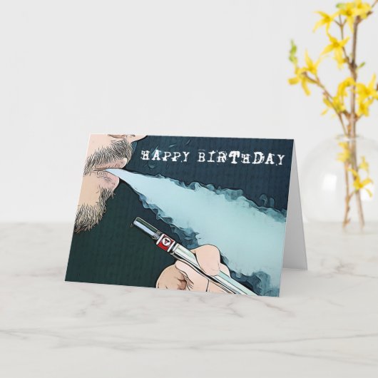 Joyeuse carte Vaping Anniversaire (Fleur jaune)