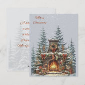 Joyeuse cheminée de Noël dans la carte des bois (Devant / Derrière)
