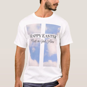 Joyeuse confiance de Pâques en Dieu T-shirt bleu e