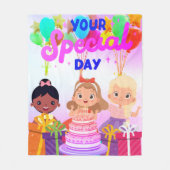 Joyeuse couverture en polaire d'anniversaire (Devant)