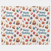 Joyeuse couverture en polaire d'anniversaire avec  (Devant (Horizontal))